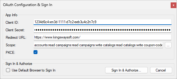 Klaviyo Connection Manager OAuth page